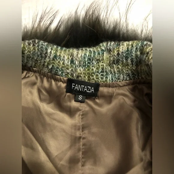 Fantazia long green sweater/coat - Picture 6 of 12